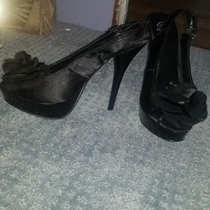 Black high heel shoes..